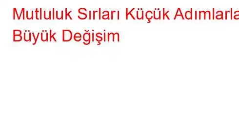 Mutluluk Sırları Küçük Adımlarla Büyük Değişim