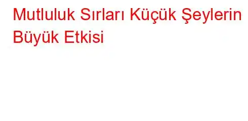 Mutluluk Sırları Küçük Şeylerin Büyük Etkisi