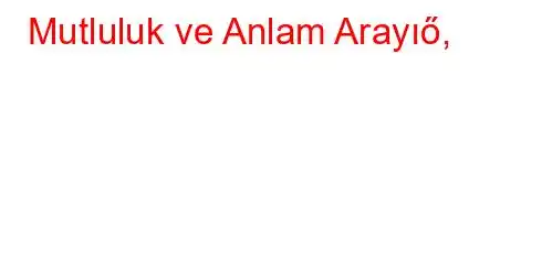 Mutluluk ve Anlam Arayıő,