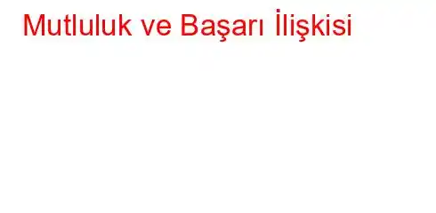 Mutluluk ve Başarı İlişkisi