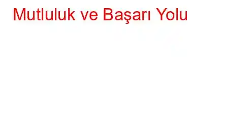 Mutluluk ve Başarı Yolu