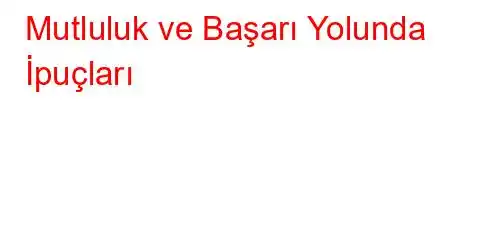 Mutluluk ve Başarı Yolunda İpuçları