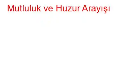  Mutluluk ve Huzur Arayışı