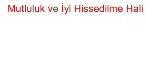 Mutluluk ve İyi Hissedilme Hali