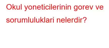 Okul yoneticilerinin gorev ve sorumluluklari nelerdir