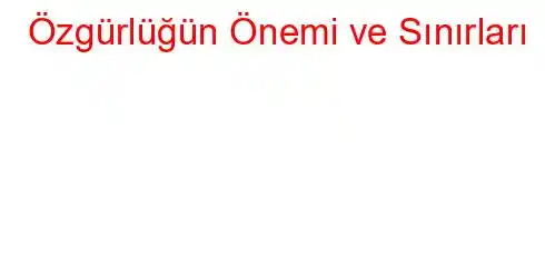 Özgürlüğün Önemi ve Sınırları