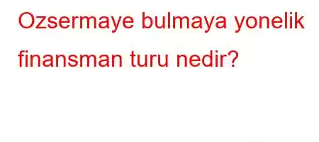 Ozsermaye bulmaya yonelik finansman turu nedir?