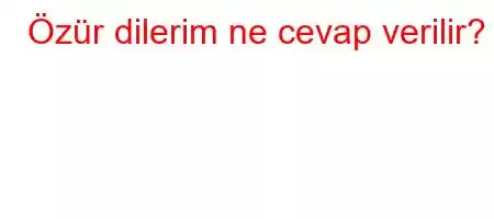 Özür dilerim ne cevap verilir?