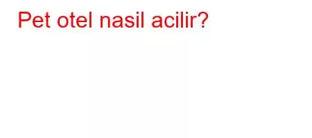 Pet otel nasil acilir?