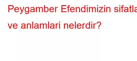 Peygamber Efendimizin sifatlari ve anlamlari nelerdir