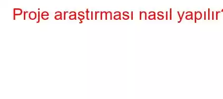 Proje araştırması nasıl yapılır?