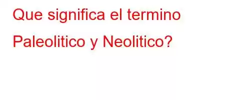 Que significa el termino Paleolitico y Neolitico?