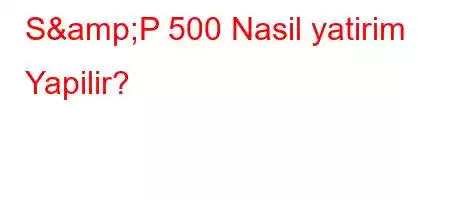 S&P 500 Nasil yatirim Yapilir?