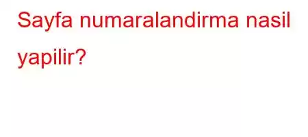 Sayfa numaralandirma nasil yapilir?