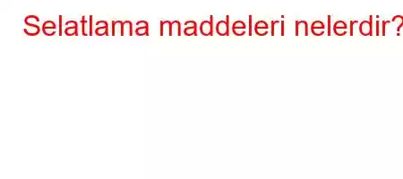 Selatlama maddeleri nelerdir?