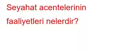 Seyahat acentelerinin faaliyetleri nelerdir?