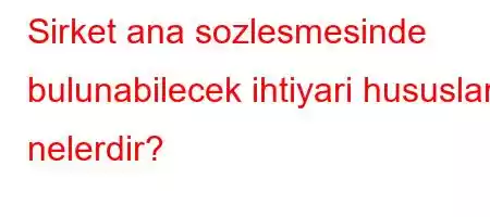 Sirket ana sozlesmesinde bulunabilecek ihtiyari hususlar nelerdir