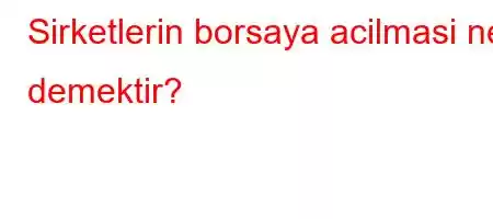 Sirketlerin borsaya acilmasi ne demektir?