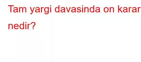 Tam yargi davasinda on karar nedir?