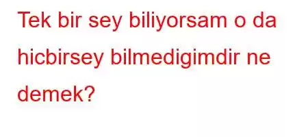 Tek bir sey biliyorsam o da hicbirsey bilmedigimdir ne demek?