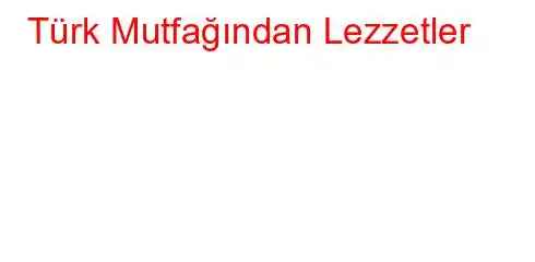 Türk Mutfağından Lezzetler