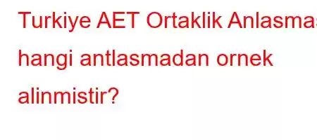 Turkiye AET Ortaklik Anlasmasi hangi antlasmadan ornek alinmistir