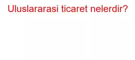 Uluslararasi ticaret nelerdir