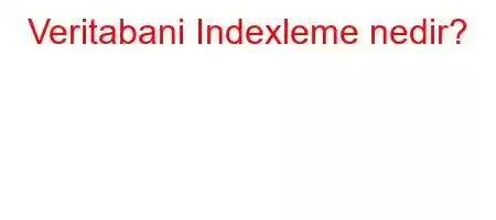 Veritabani Indexleme nedir