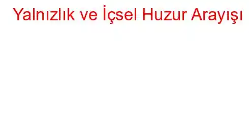 Yalnızlık ve İçsel Huzur Arayışı