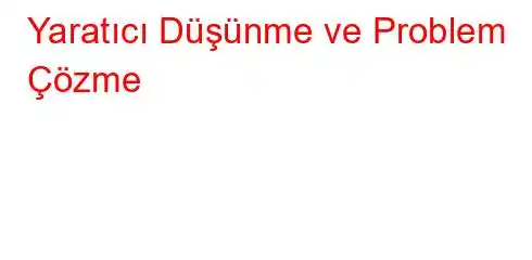 Yaratıcı Düşünme ve Problem Çözme