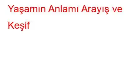 Yaşamın Anlamı Arayış ve Keşif