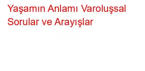 Yaşamın Anlamı Varoluşsal Sorular ve Arayışlar