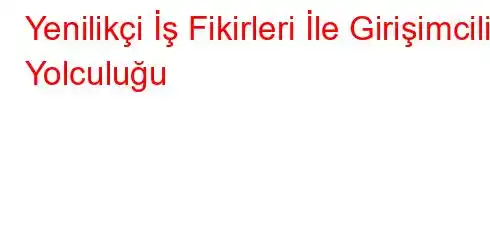 Yenilikçi İş Fikirleri İle Girişimcilik Yolculuğu