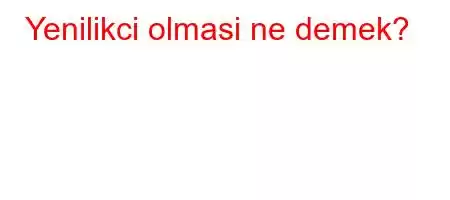 Yenilikci olmasi ne demek?